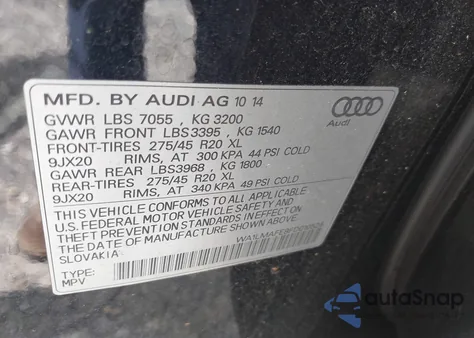 2015 Audi Q7 3.0 Tdi Premium z USA, uszkodzony, nr VIN WA1LMAFE8FD010524